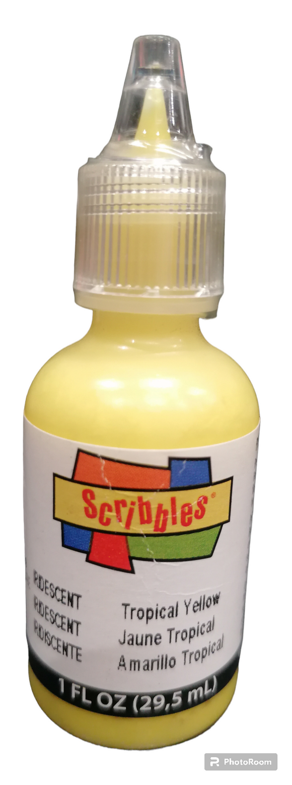Scribbles fabric paint iridescent Tropical Yellow