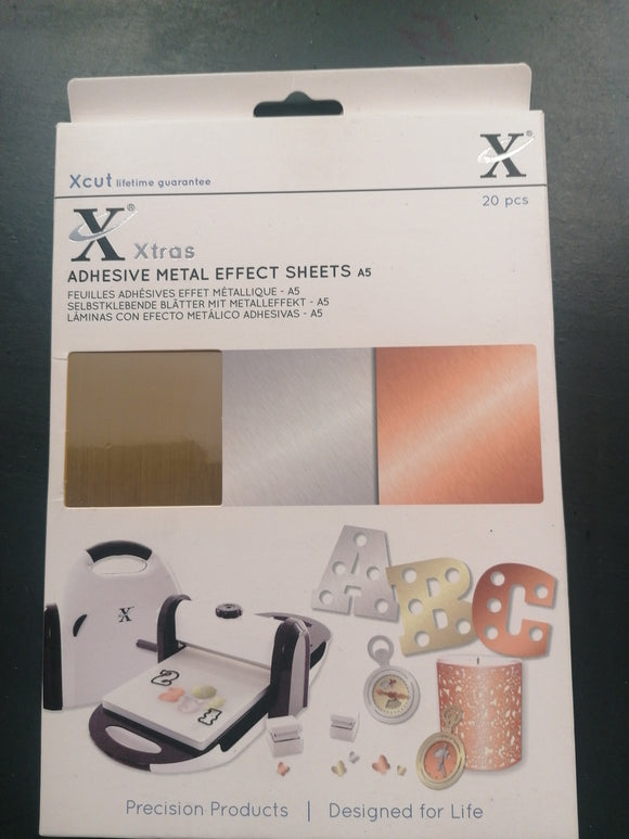 Xcut Adhesive metal effect sheets 20pce