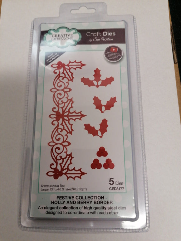 Creative expressions die Festive collection Holly & Berry border