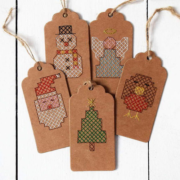 Bobo stitch Christmas gift tag Cross stitch kit