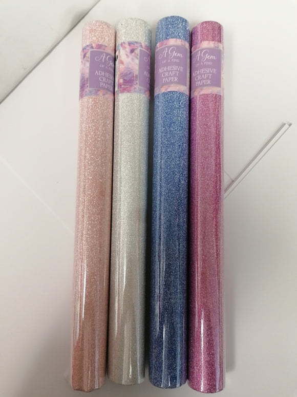 Adhesive craft paper x 4 silver, blue , pink , rose pink