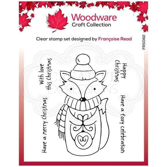 Woodware craft collection clear stamp Foxy Christmas