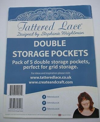 PACK OF 5 TATTERED LACE DOUBLE STORAGE POCKETS -