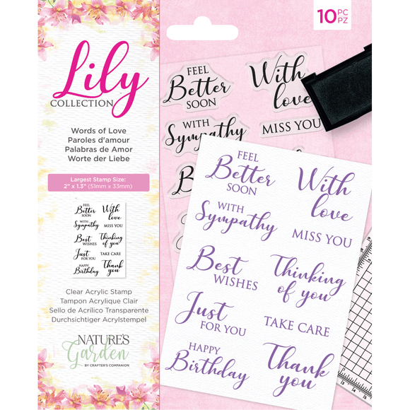 Crafters companion stamp Lily collection WORDS OF LOVE