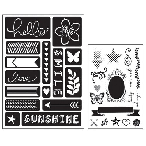 Art-C Stamps and Adhesive Stencils - words and icons