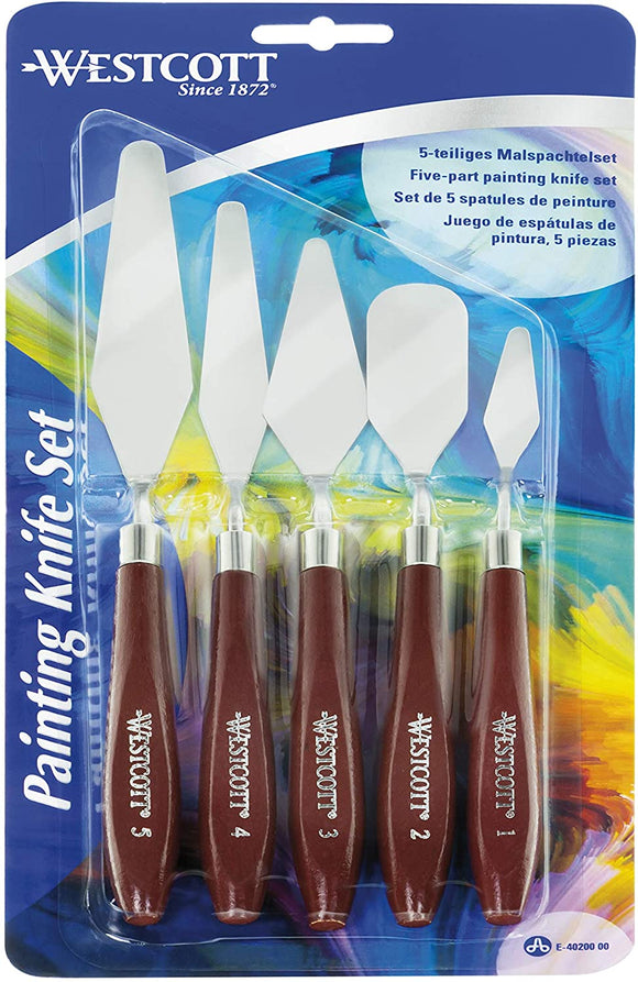 Westcott E-40200 00 5-Piece Painting Spatula Set Stainless Steel Brown/Silver