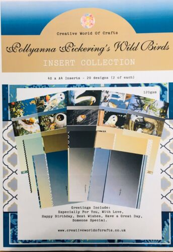 Pollyanna Pickering Card Inserts WILD BIRDS 120 gsm paper sheets 40 x A4