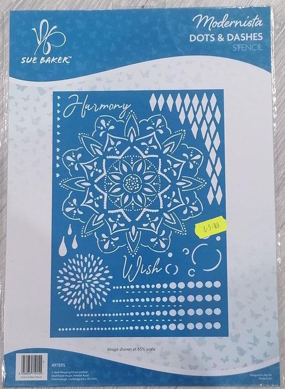 Sue Baker A4 stencil Dots & Dashes