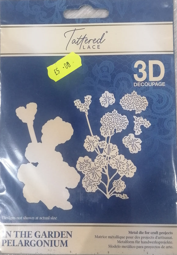 Tattered lace 3d decoupage die In the garden pelargonium