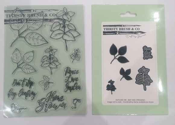 Thirsty brush & Co Stamp and Die set Bay and oregano