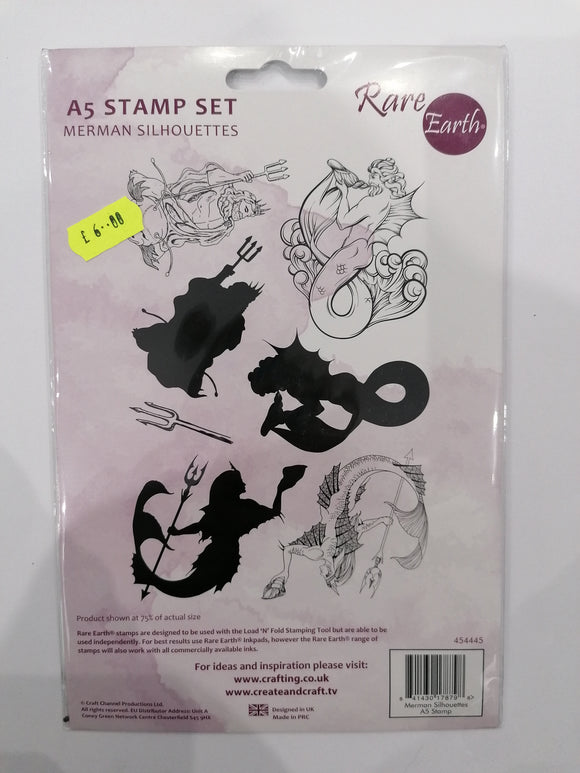 Rare Earth A5 stamp set Merman silhouettes