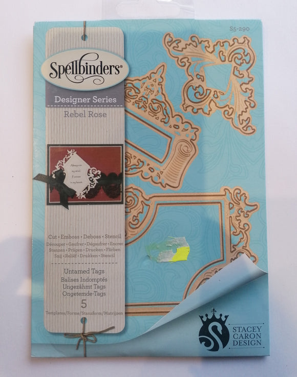 Spellbinders die Designer series Rebel rose Untamed tags
