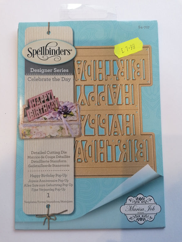 Spellbinders die Celebrate the day Happy birthday pop up
