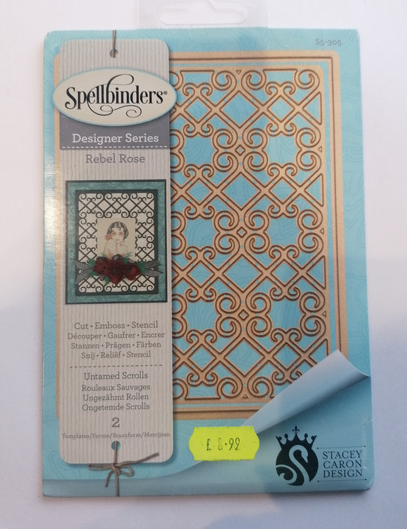 Spellbinders die Rebel rose Untamed Scrolls