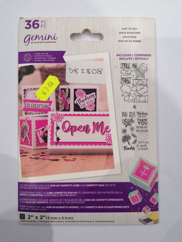 Gemini by crafters companion stamp & die set JUST TO SAY