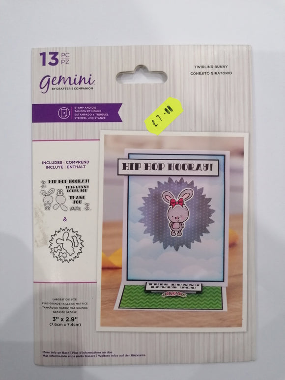 Gemini by crafters companion stamp & die set TWIRLING BUNNY