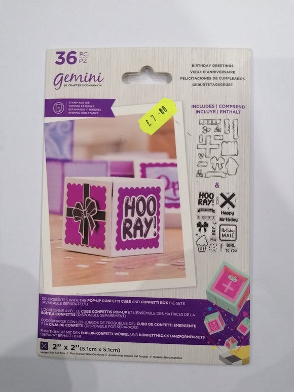 Gemini by crafters companion stamp & die set Birthday greetings