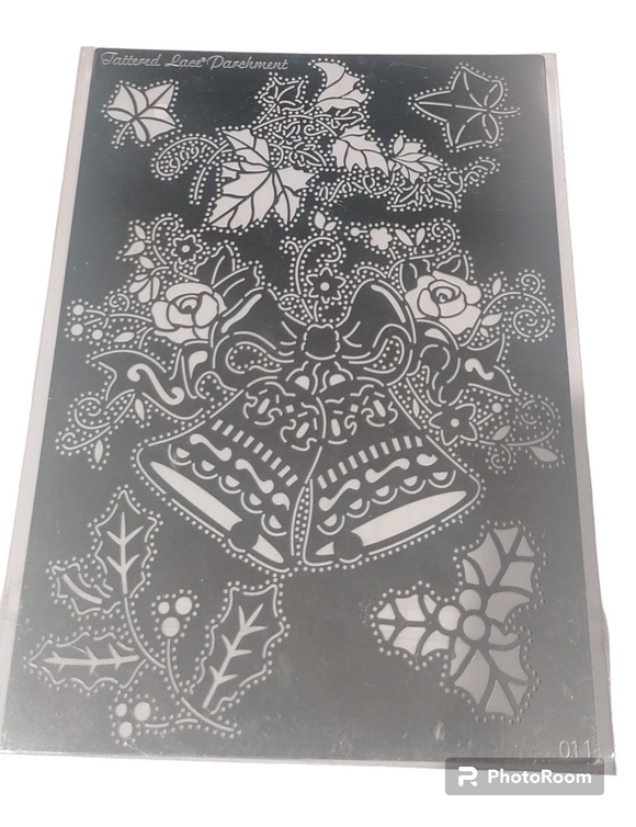 Tattered lace Christmas parchment grid