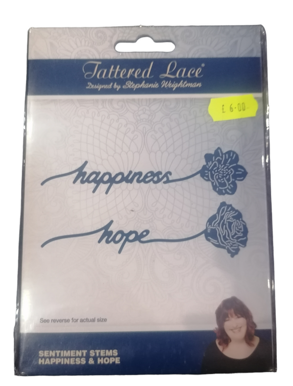 Tattered Lace die sentiment stems happiness & hope