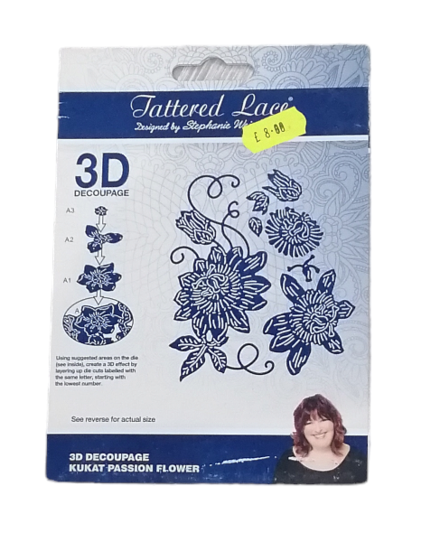 Tattered Lace die 3D decoupage kukat passion flower