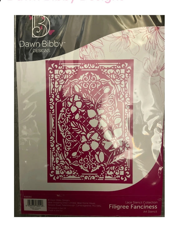 Dawn Bibby designs A4 stencil Filigree Fanciness