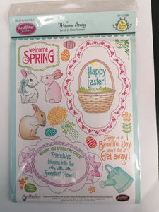 Justrite clear stamp welcome spring