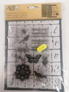 ART-C STAMP AND ADHESIVE STENCIL SET ALPHABET