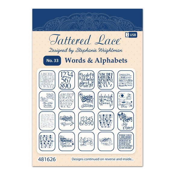 tattered lace scan n cut USB No 33: Words & Alphabets