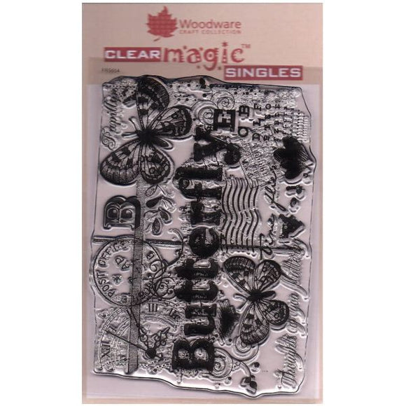 Woodware craft collection clear magic stamp Butterfly Collage