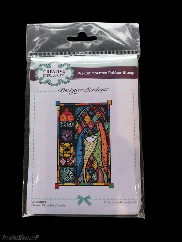 Creative expressions rubber stamp Stained glass holy family