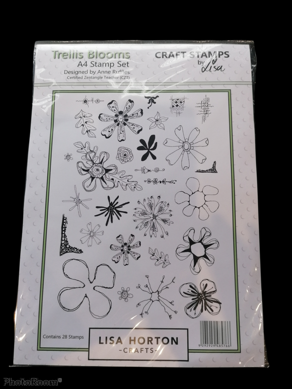 Lisa Horton A4 stamp set Trellis blooms