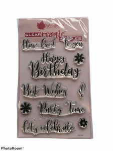 Woodware craft collection clear stamp Scripted wishes