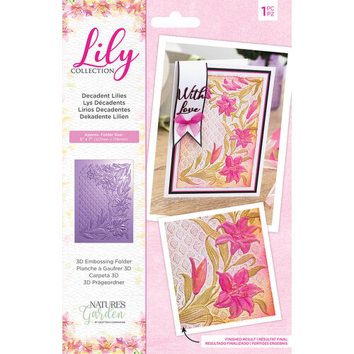 Crafter's Companion Lily collection 3D embossing folder DECADENT LILIES