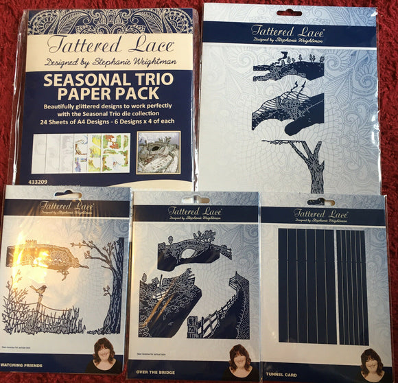 Tattered Lace Complete Seasonal Trio Collection - 4 sets of dies and matching paper pad