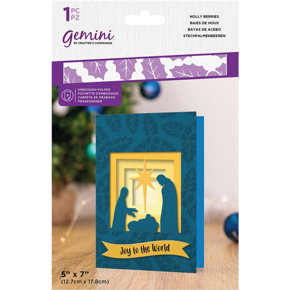 Gemini by crafter's Companion embossing folder HOLLY BERRIES