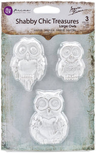 Prima Marketing Shabby Chic Treasures Resin Embellishments - Owls 3pcs