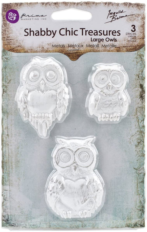 Prima Marketing Shabby Chic Treasures Resin Embellishments - Owls 3pcs
