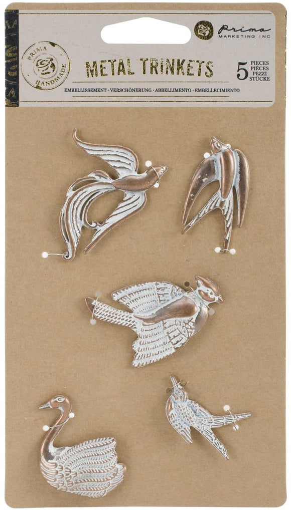 Prima Marketing Birds-Metal Patina Trinket, Acrylic, Multicolour, 11.68x18.28x0.58 cm